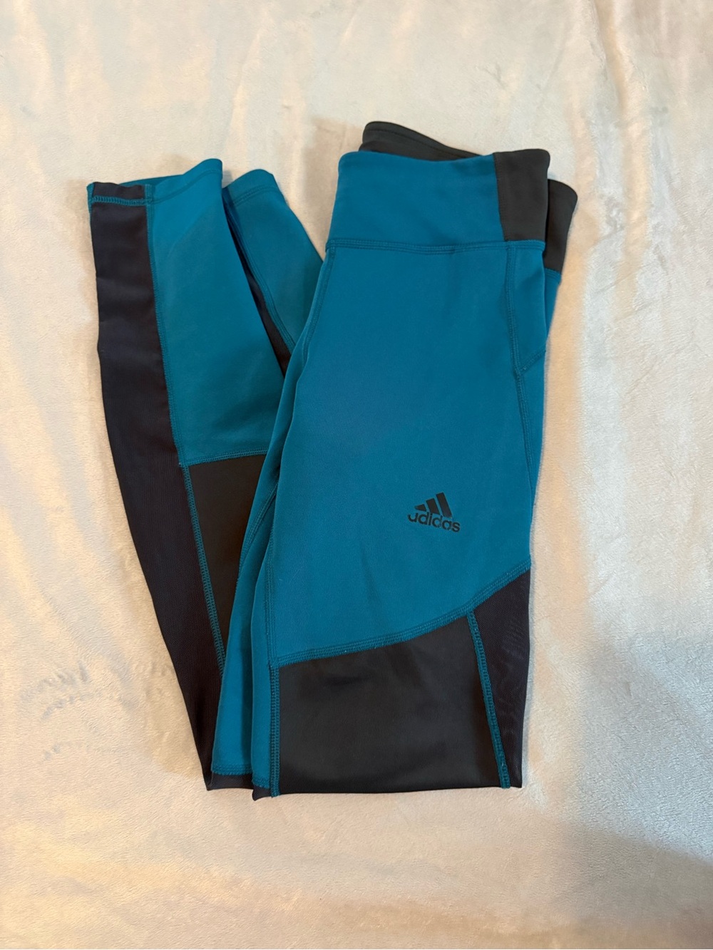 Adidas Teal and Black Mesh Active Leggings